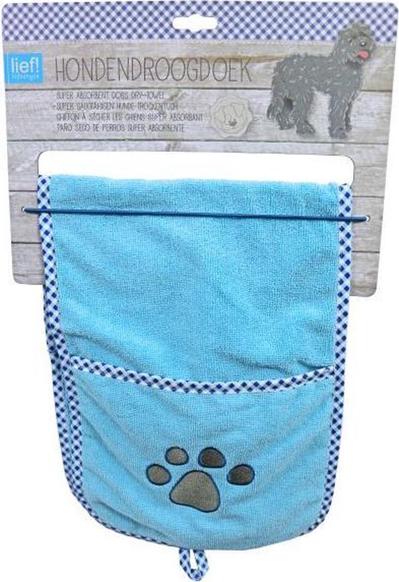 Lief! Droogdoek Boys - Dieren droogdoek - Blauw - 75 x 25 cm