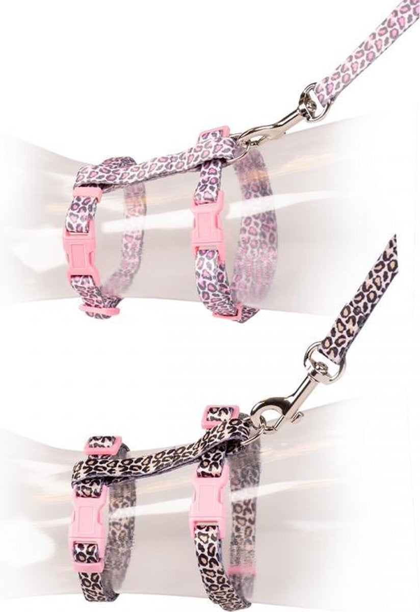 Duvo+ Kat wandelset panter Roze 20-35cm / 10mm - 125cm