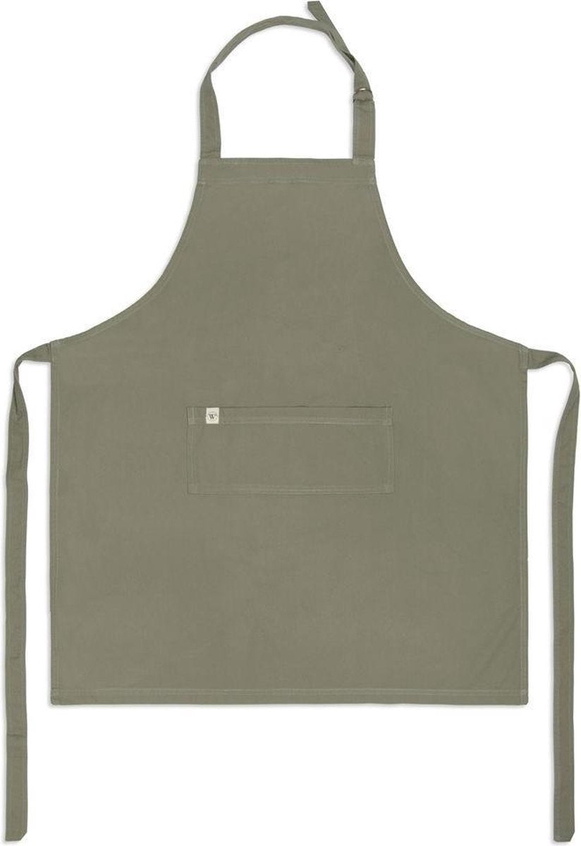 Walra Keukenschort Cook with Happiness - 75x90 - 100% Katoen - Legergroen