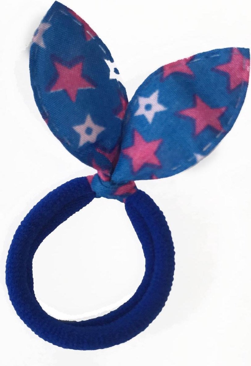 Elastiekjes Konijnenoortjes Blauw Sterren - 5 stuks