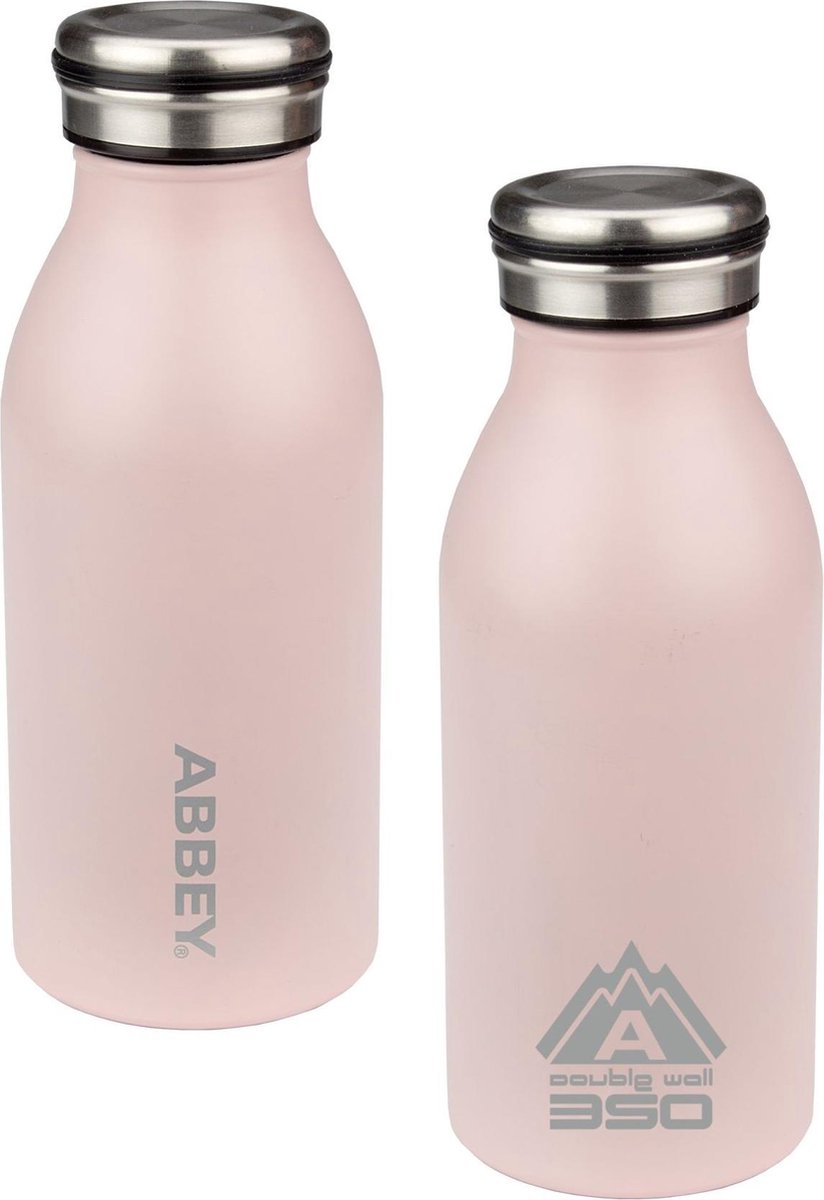 Abbey Drinkfles Dubbelwandig Victoria - 0.35 Liter - Licht roze/Zilver - 0