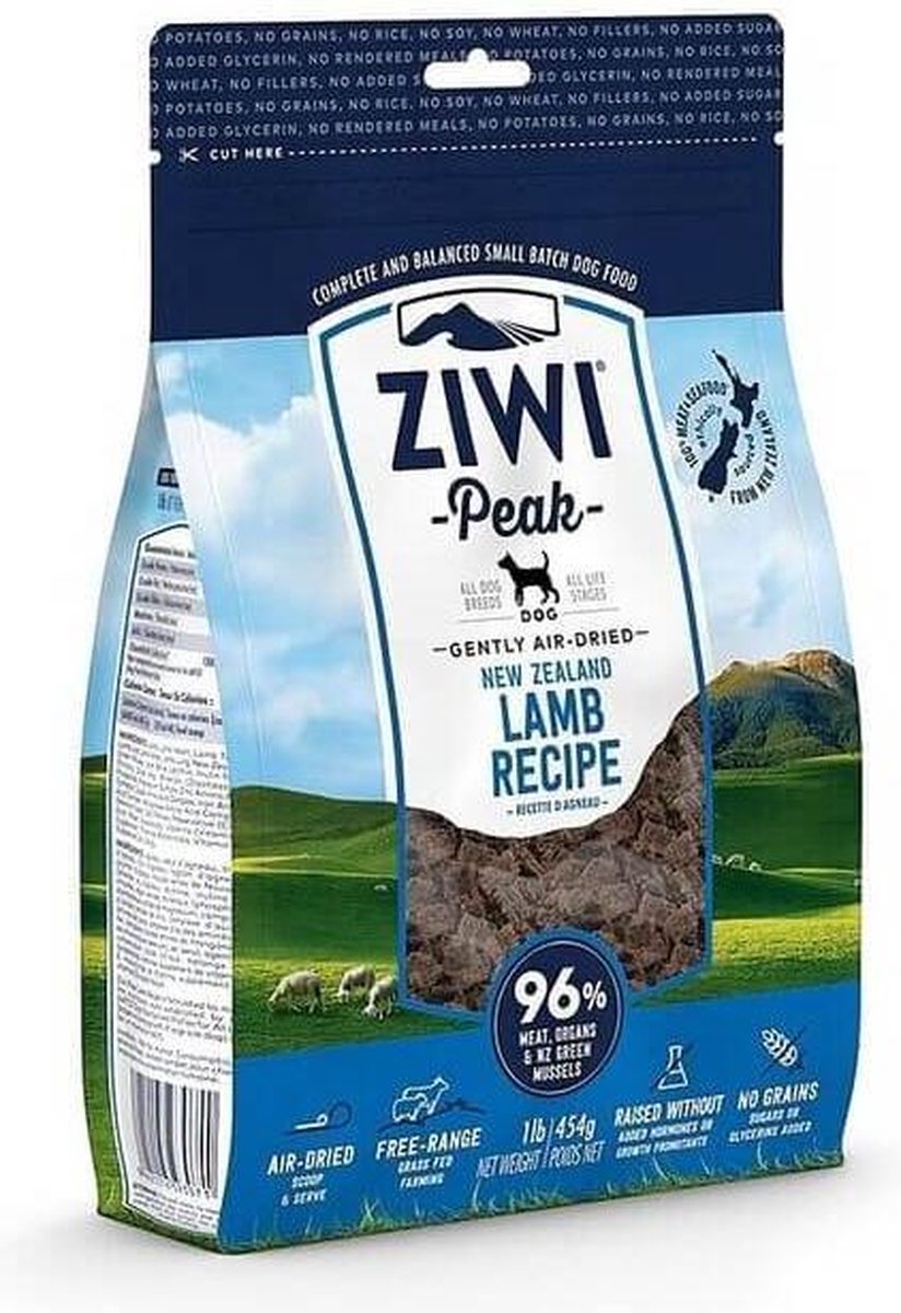 Ziwi Peak Hondenvoeding Air-Dried Lamb 454 gr.