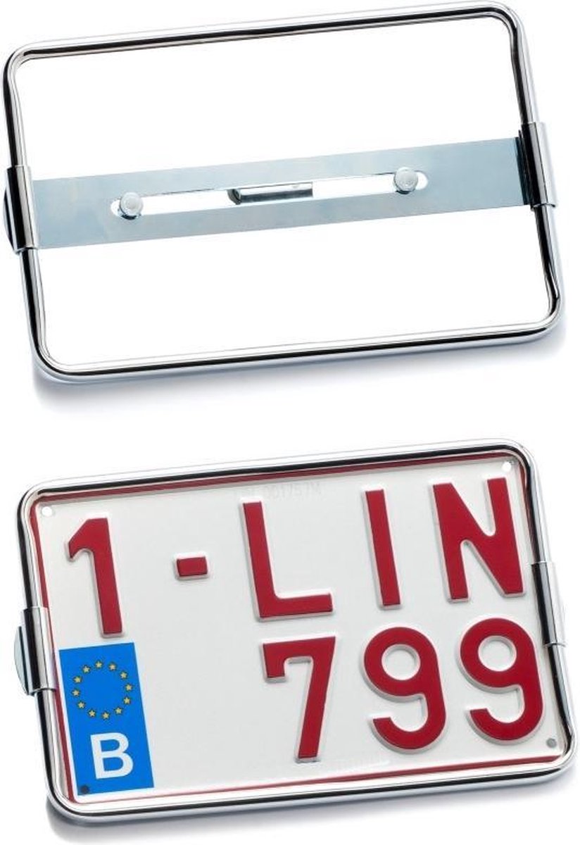 Nummerplaathouder Moto Chromé voor nummerplaat 210x140mm BELGIË