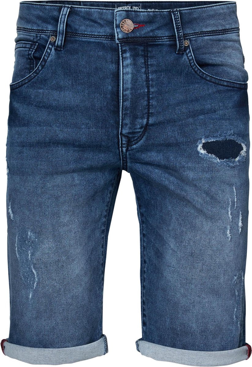 Petrol Industries - Heren Ripped jogg denim short - Blauw - Maat M