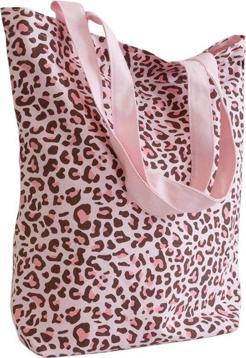 10x canvas shopper Luipaard Roze