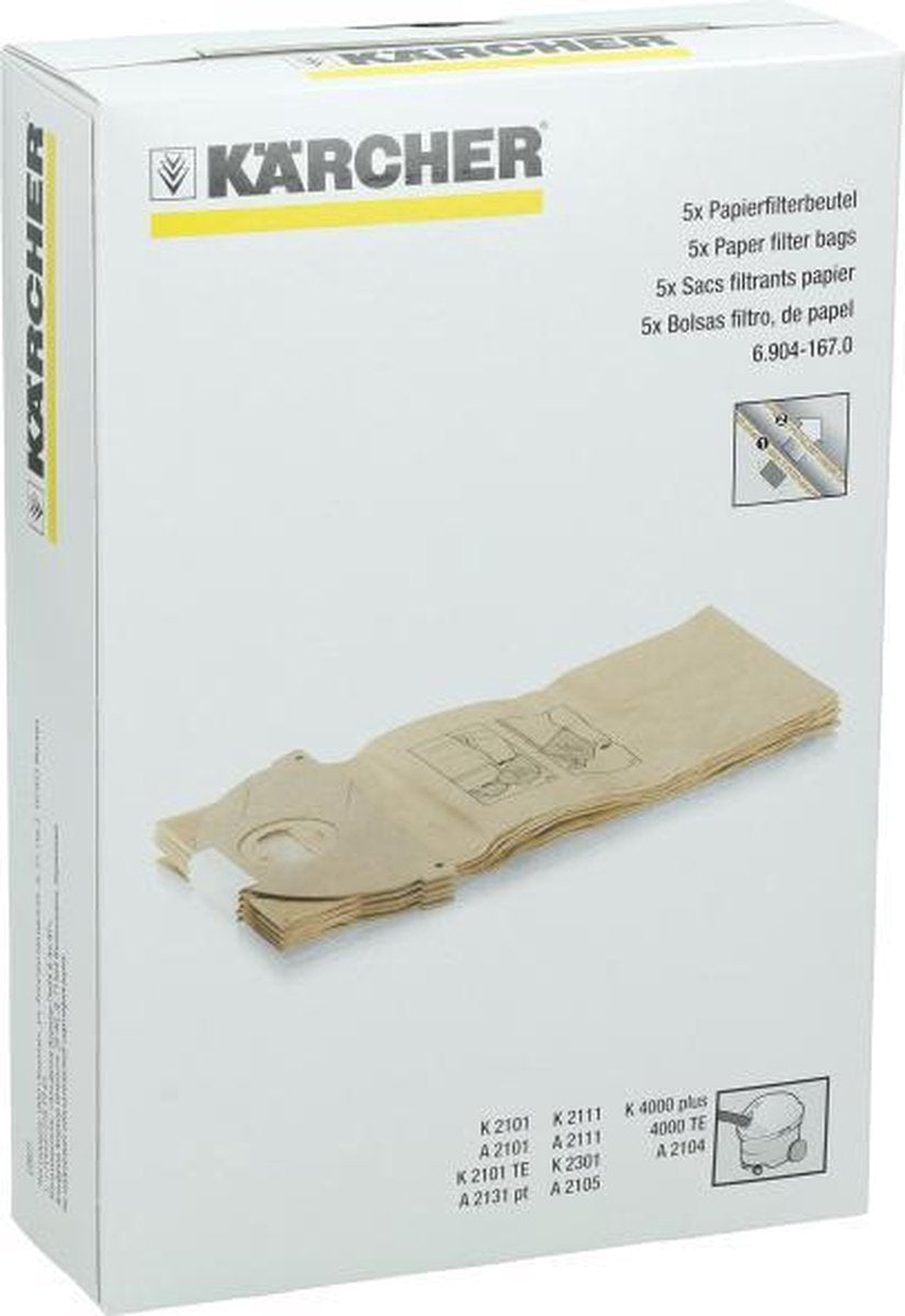 Karcher stofzuigzakken origineel - 5st - stofzakken stofzuigerzakken voor oa. A2101