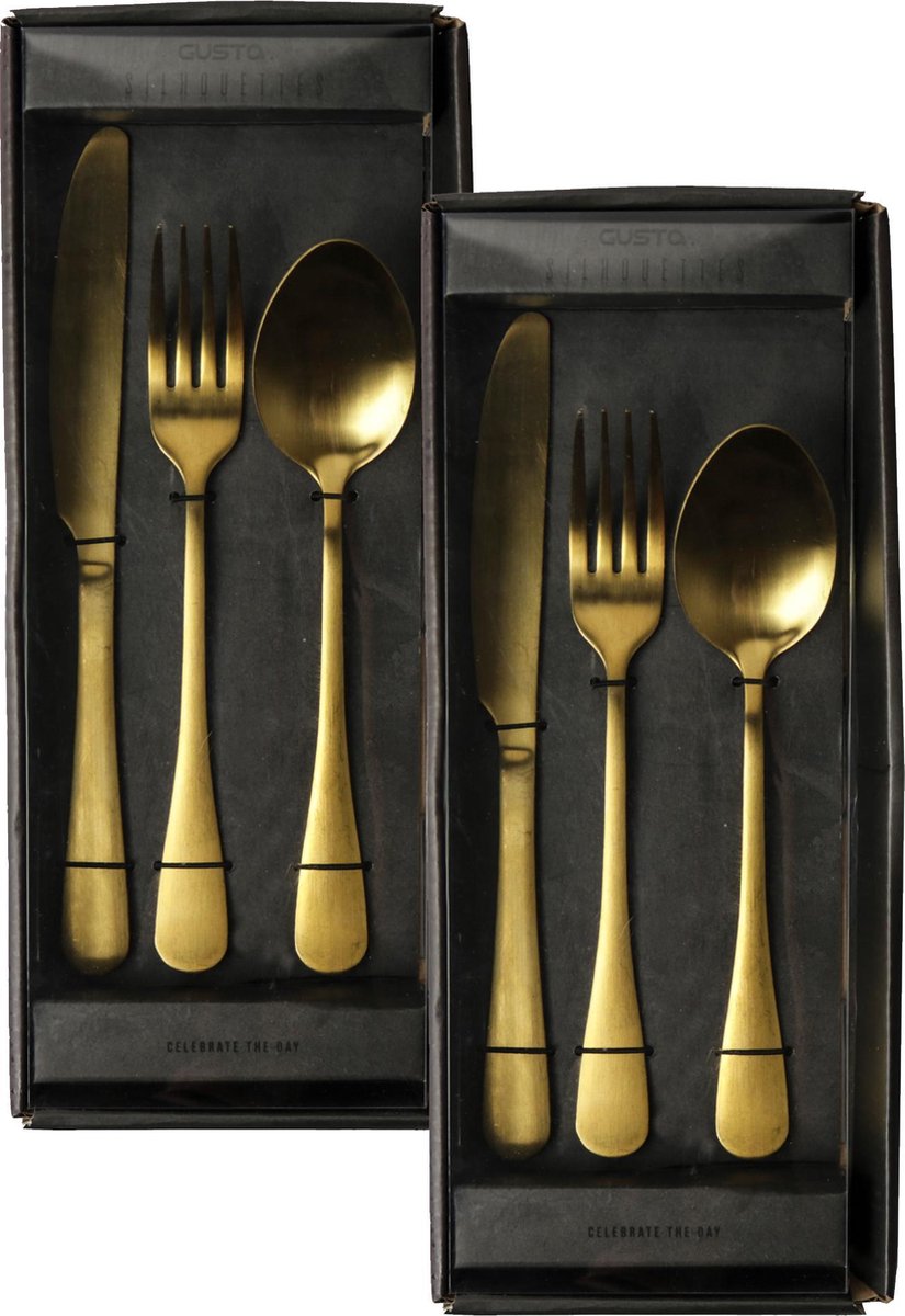 Bestek Set 3dlg Goud - set 2 stuks