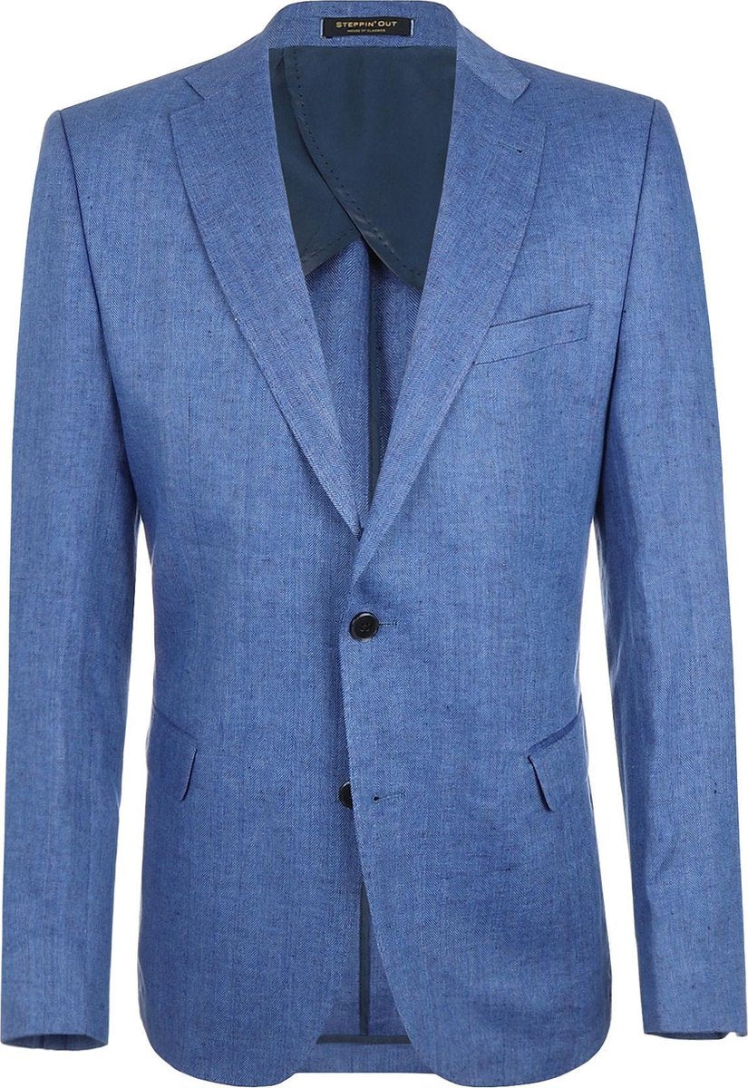 Steppin' Out Mannen Linnen Blazer Blauw Linnen Maat: 48