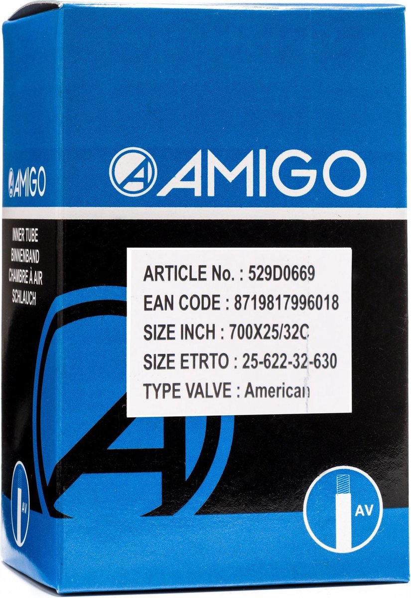 Amigo Binnenband - 28 inch - ETRTO 25/32-622/630 - Autoventiel