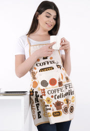 , Modern Keukenschort, Katoen, Coffee, Achterkant waterdicht, Katoen handdoek, PVC