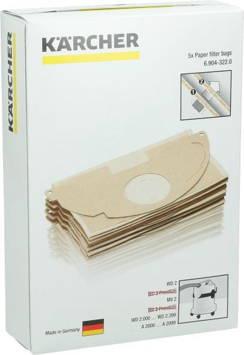 Karcher stofzuigzakken origineel - 5st - stofzakken stofzuigerzakken voor oa. WD2200