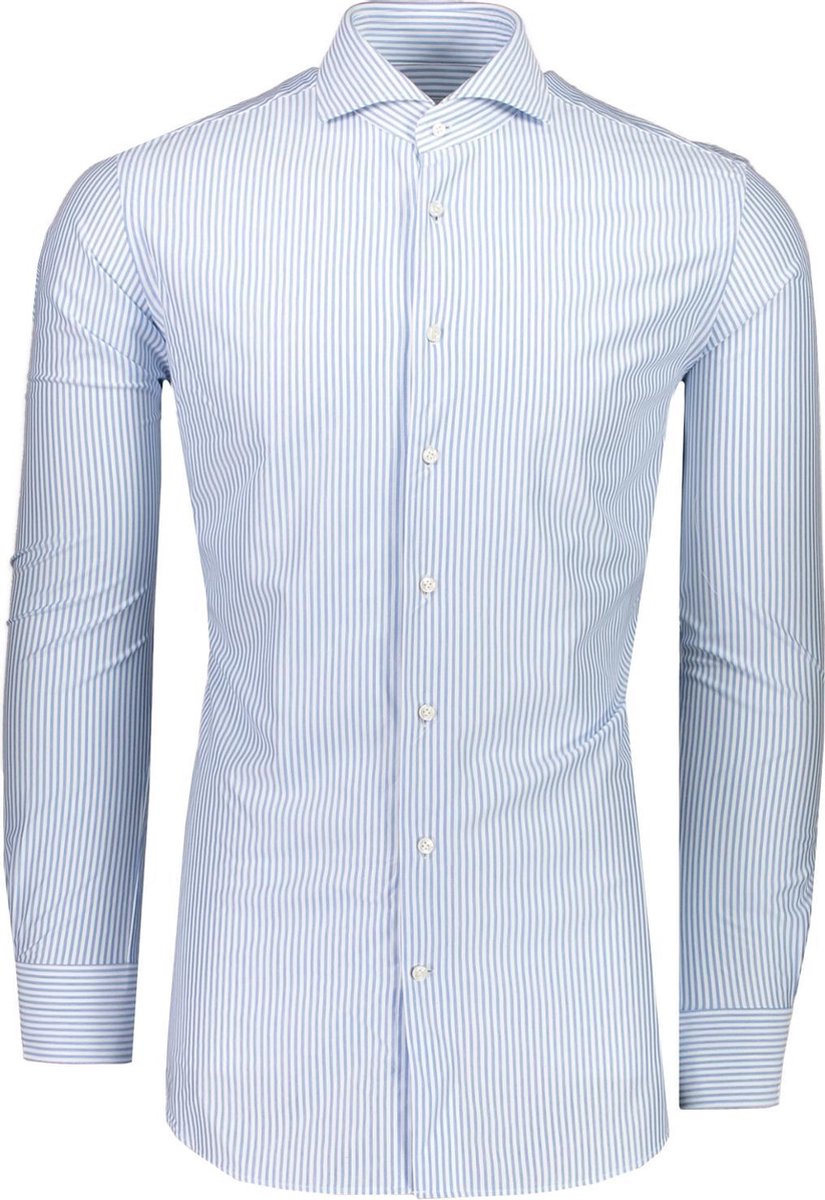 Profuomo   Overhemd Blauw  - Maat UK14.5-EU37 - Heren - Lente/Zomer Collectie - Katoen;Polyester