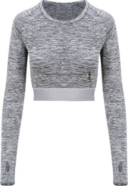 LXURY Dames Sport Crop Top Maat M - Sporttop - Grijs