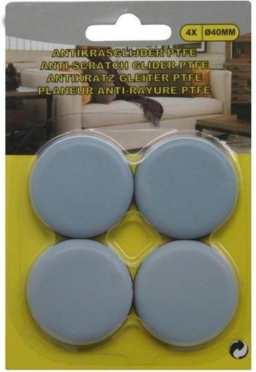 Bellson Anti Kras Glijder PTFE Ø40 mm Met Plakstrip (4 stuks)