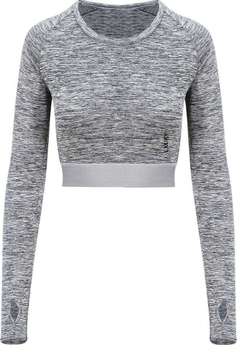 LXURY Dames Sport Crop Top Maat L - Sporttop - Grijs