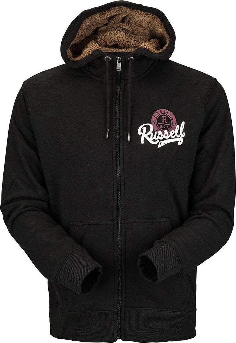 Russell Athletic  - Men Zipthrough Hoody - Zwart - Heren - maat  S