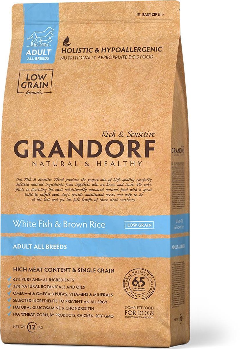Grandorf white fish & brown rice adult all breeds 12kg