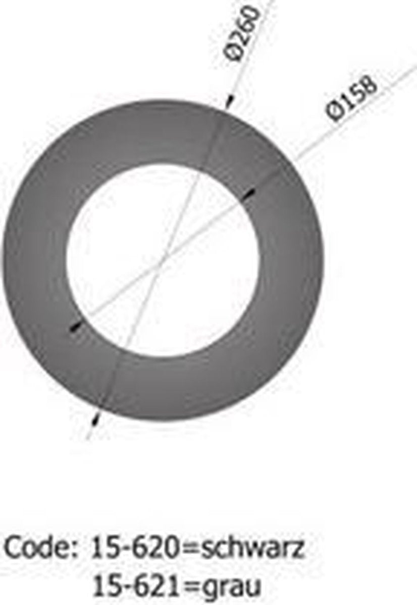 Kachelpijp Ø150 Rozet 50mm zwart - 2mm dikwandig staal.