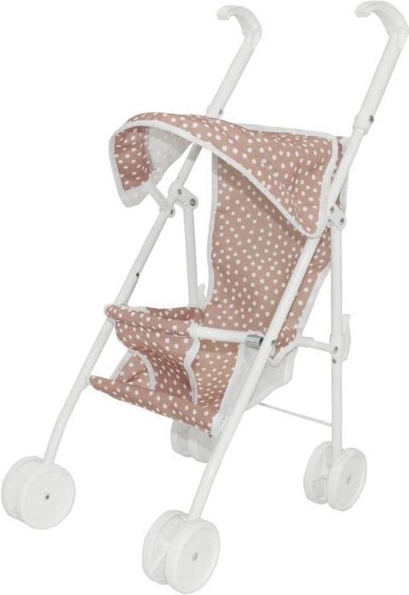 vanPauline Speelgoed Poppenbuggy Poppenwagen Pink Dots - Roze - Vanaf 3 jaar Roze