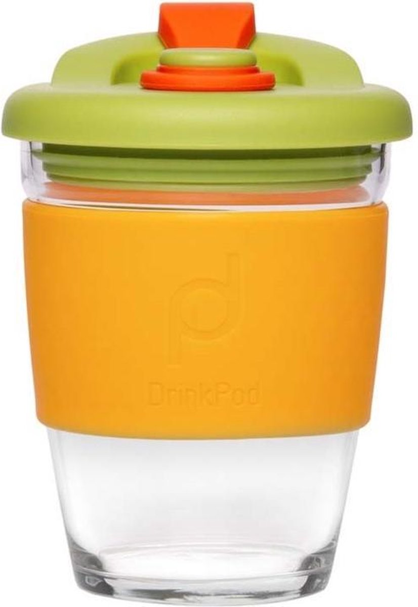 Herbruikbare Koffiebeker - 340ml -  Autumn Orange - Glas - Pioneer