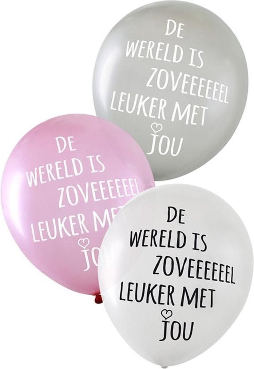 Ballonnen De wereld is zoveel leuker met jou 36 cm 6 stuks