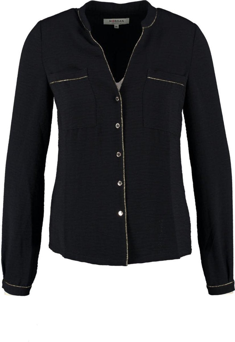Morgan donkerblauwe blouse afgewerkt met gouddraad - Maat 38