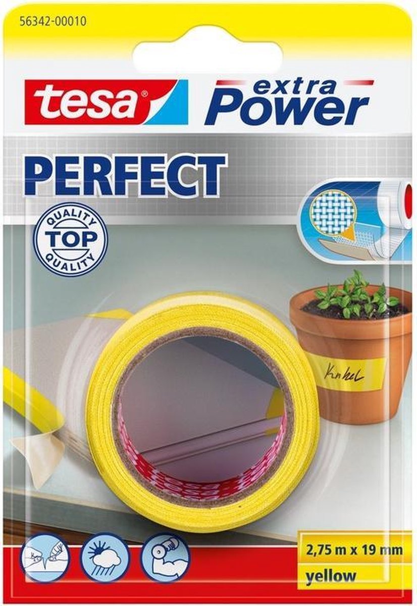 Tesa Extra Power Perfect textieltape geel