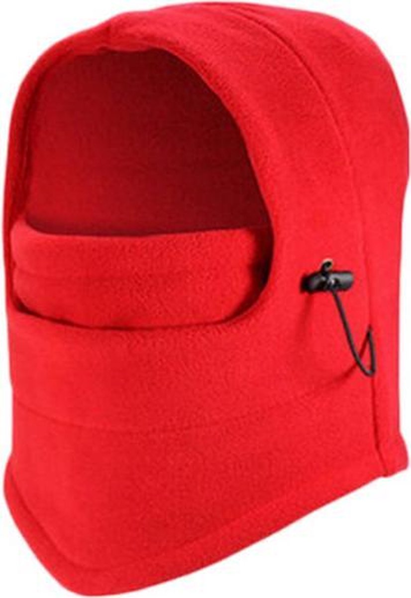 Fleece Bivakmuts - Volwassenen - Unisex - One size - Face Mask - Balaclava - Rood - Wintersport