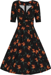 Collectif Trixie Midnight Lily 50's Swing Jurk Zwart