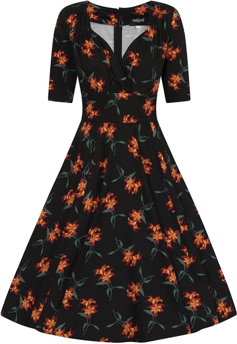 Collectif Trixie Midnight Lily 50's Swing Jurk Zwart