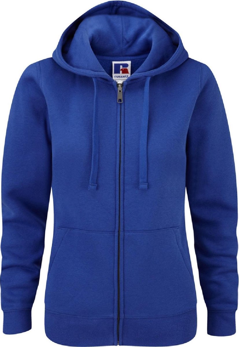 Russell Dames Premium Authentieke Hoodie met rits (3-laagse stof) (Helder Koninklijk)