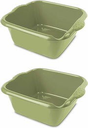 2x stuks groene afwasbak/afwasteil vierkant 10 liter 37 cm - Afwassen - Schoonmaken