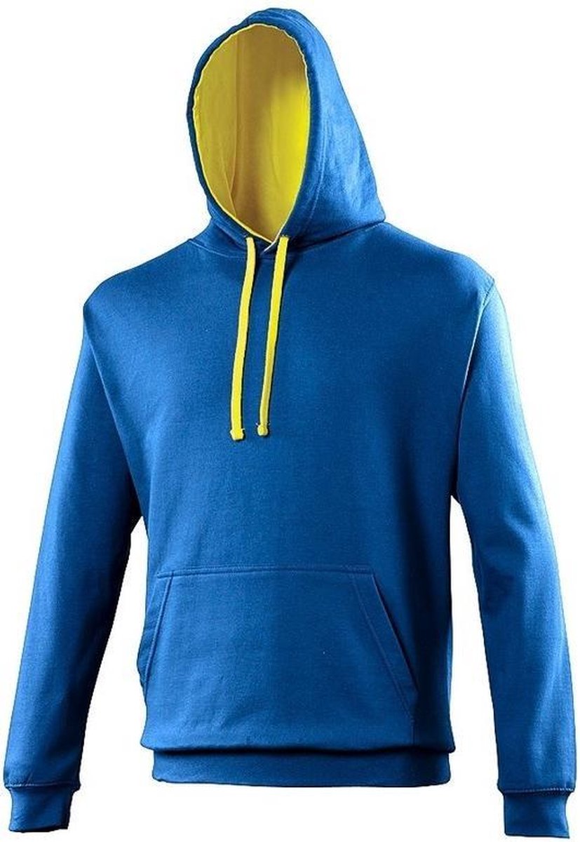 Varsity heren hoodie kobalt met gele capuchon M