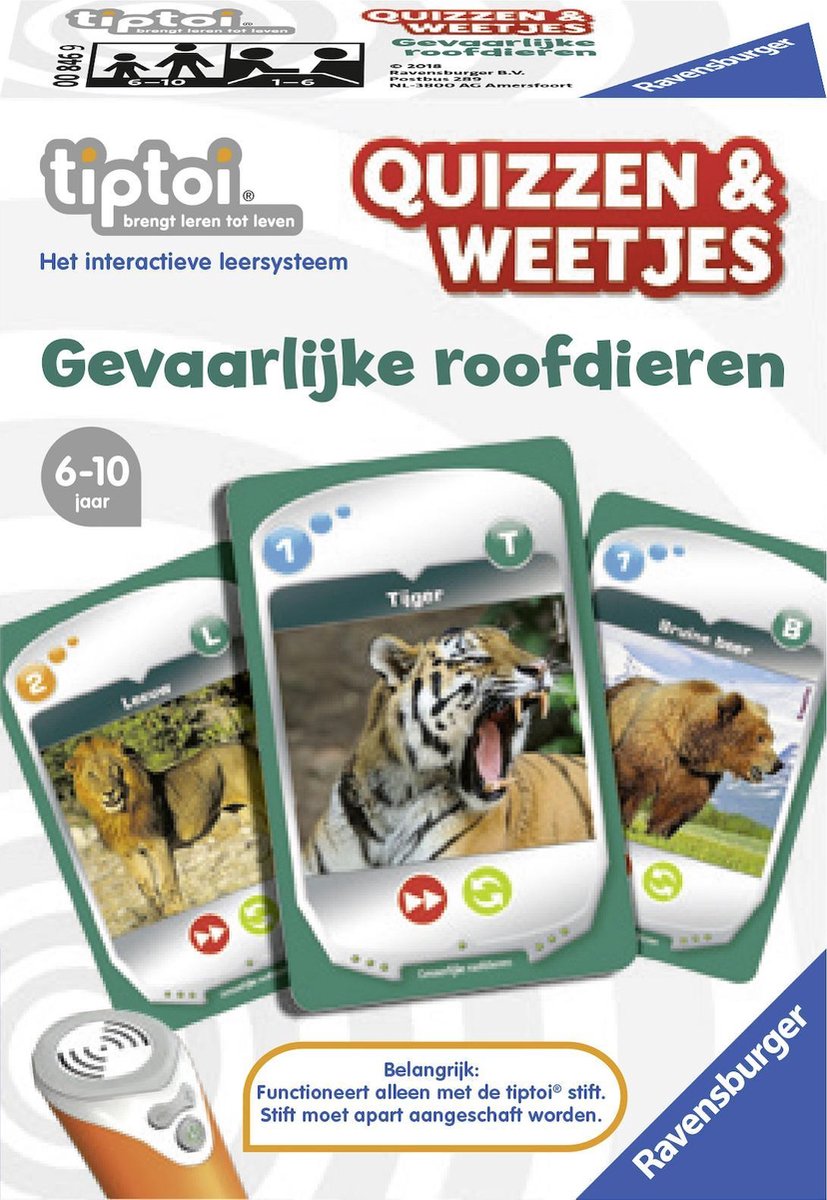 Ravensburger tiptoi® Quizzen & Weetjes Roofdieren