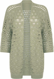 Tramontana | Open Gebreid Lang Vest | Sage | Maat S | Vest Dames