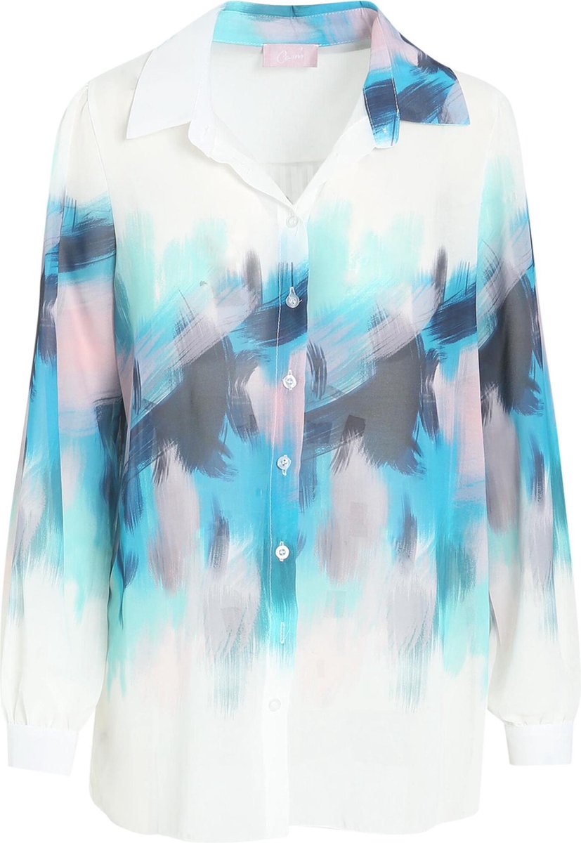 Cassis - Blouse in voile met Tie & Dye print - Turquoise