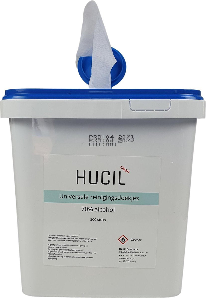 Alcoholdoekjes 70% - universele reinigingsdoekjes - hygiënische doekjes - desinfectie - schoonmaakdoekjes beeldscherm - vochtige doekjes - wet wipes - GROTE EMMER - 500 Stuks