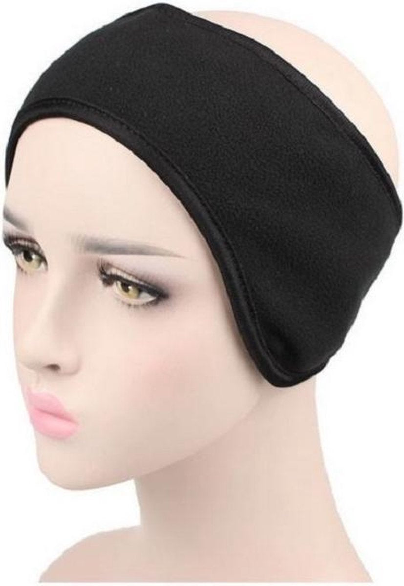 Hoofdband - Oorwarmer - Earmuffs - Fleece - Wintersport - Sport - Klittenband - GrijsZwart