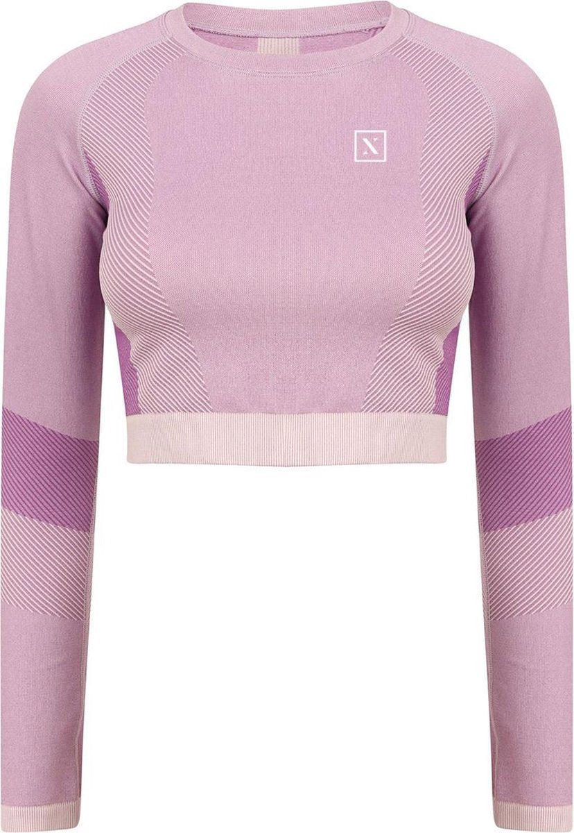 LXURY Tech Long Sleeve Crop Top Maat S/M - Roze - Naadloze Sport Shirt - Naveltruitje - Dames Crop Top - Yoga & Fitness - Training Top - Fitness top - Sport Top