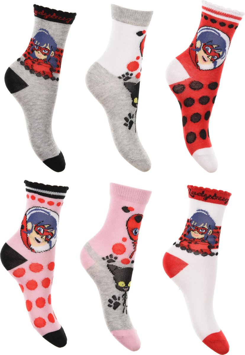 6 paar sokken Miraculous Ladybug maat 23/26