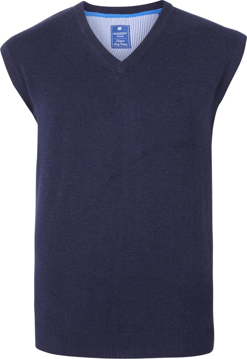 Redmond heren spencer katoen - V-hals - marine blauw -  Maat XXXL