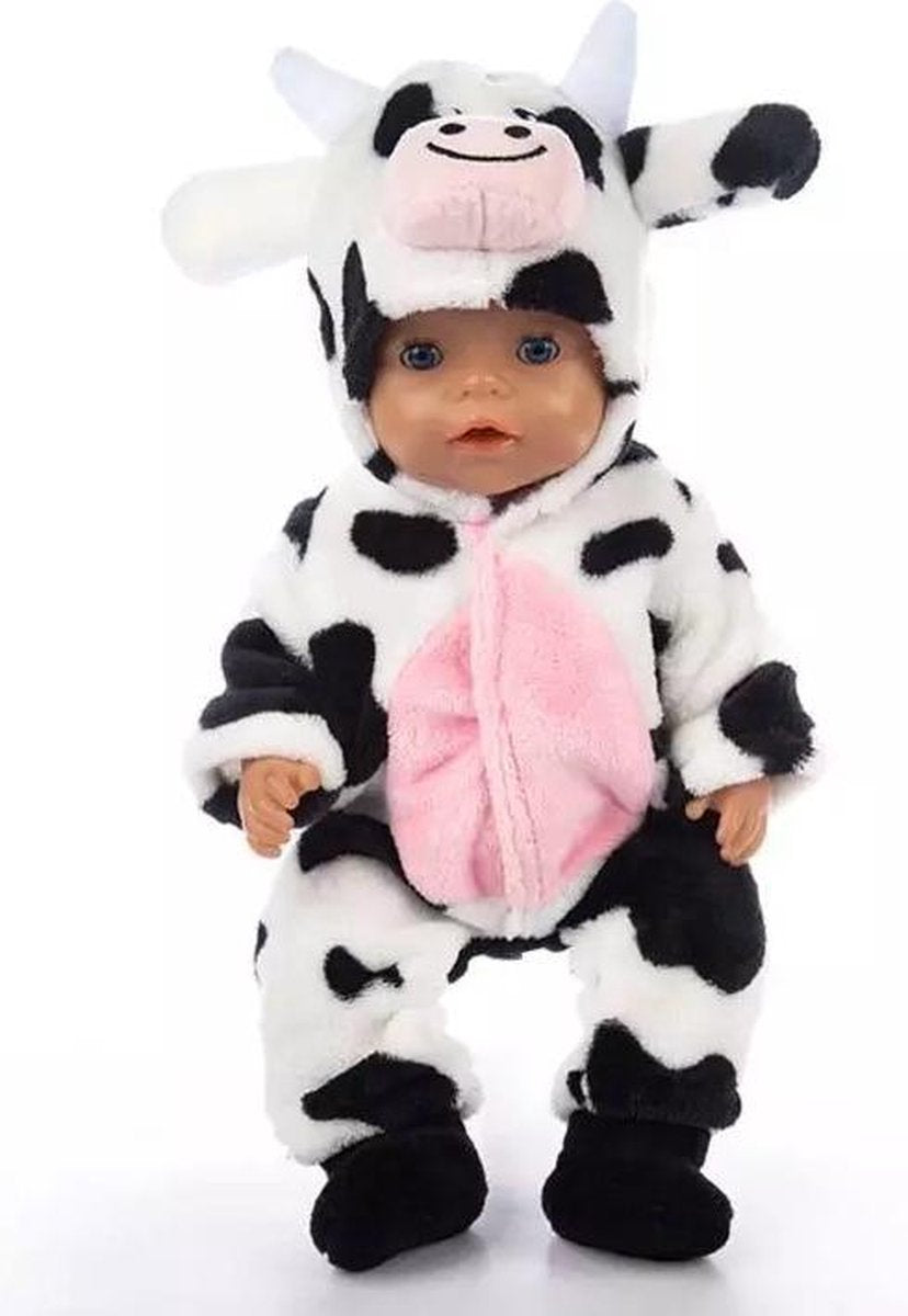Poppenkleding onesie Koe - Kleertjes geschikt voor o.a. BABY born - Poppenkleertjes 43 cm - Gratis verzending