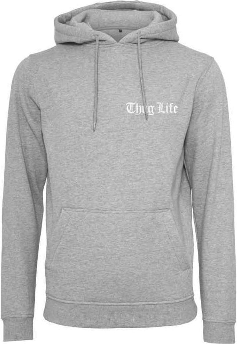 Thug life chest logo hoody in kleur grijs in maat S