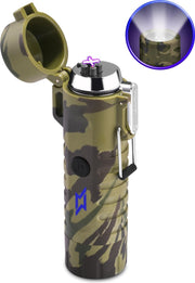 Superlit Plasma Aansteker – Elektrische Stormaansteker - Waterdicht met Militaire Zaklamp -  Survival Camo