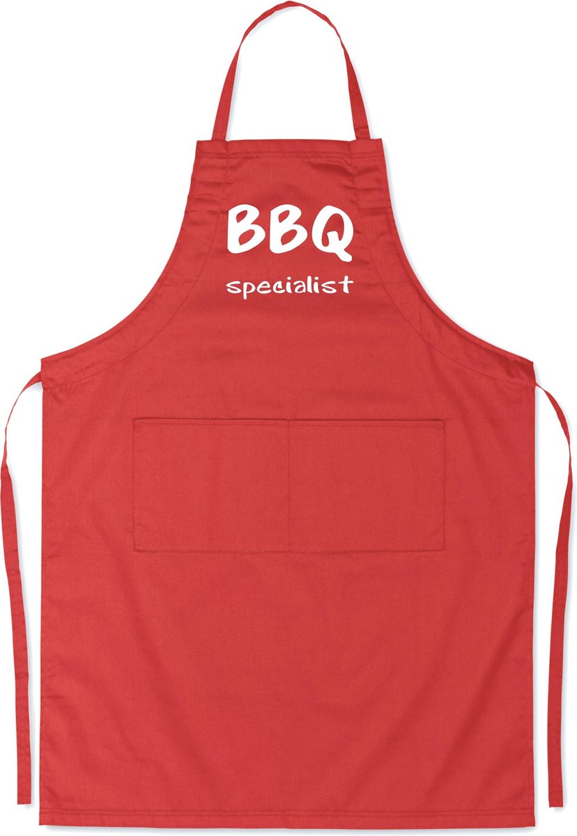 BBQ Specialist - Luxe Schort Keukenschort met tekst - Rood
