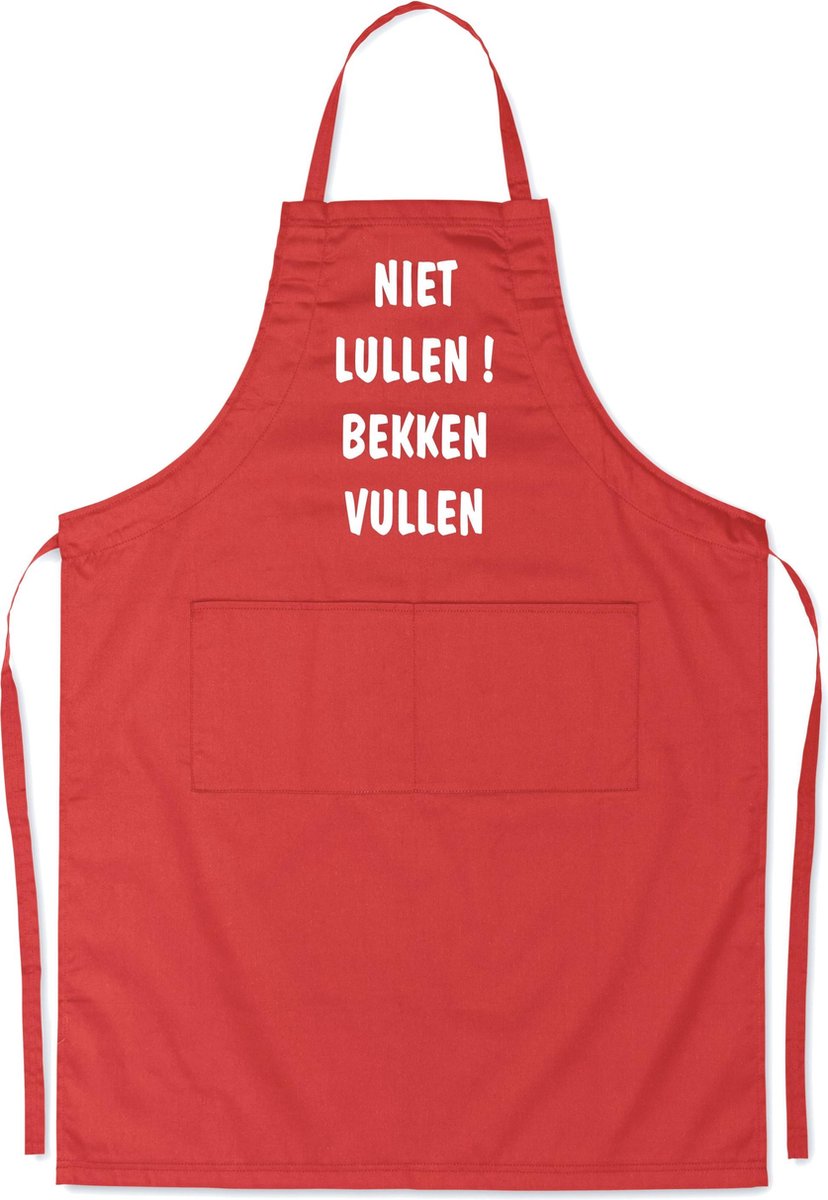 Mijncadeautje - Luxe schort - Niet lullen bekken vullen - rood