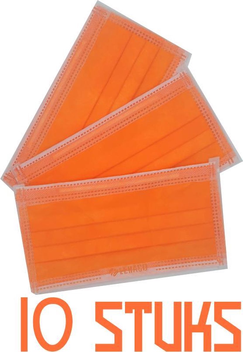 An Phu - Oranje Mondkapje - niet medische 4 laags mondkapjes-Mondmaskers - per 10 verpakt.