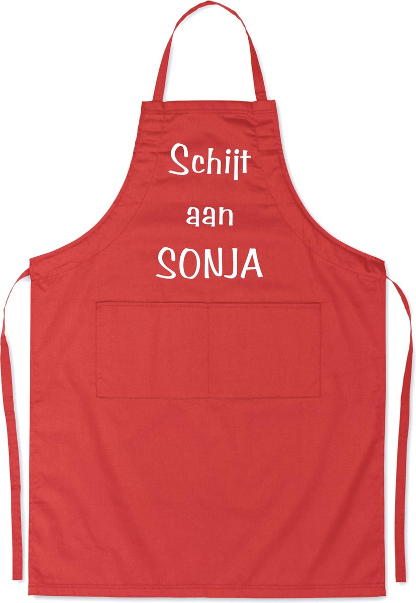 Schijt aan Sonja - Luxe Keukenschort met tekst - Rood