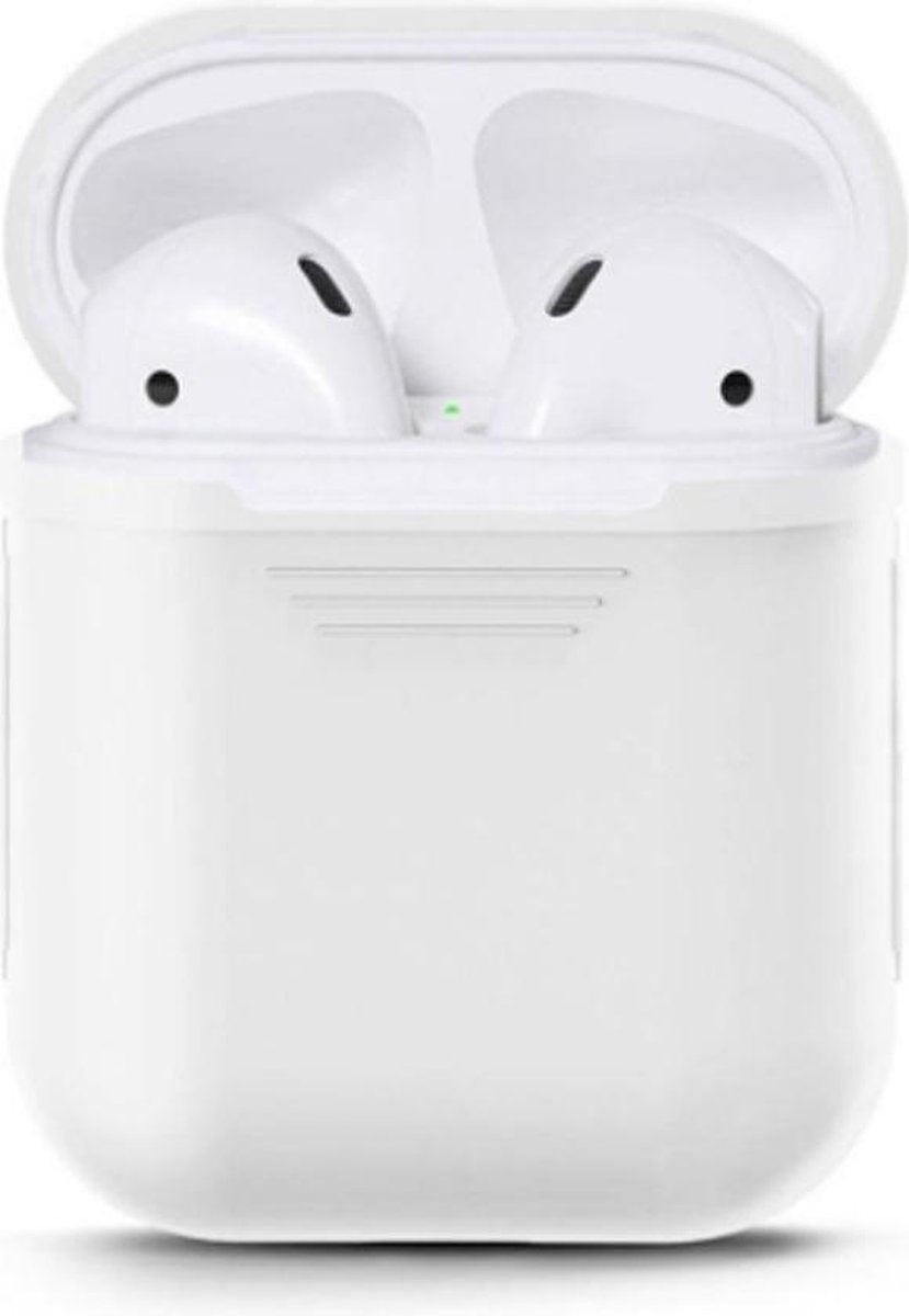 AirPods Hoesje - Siliconen Bescherm Case Hoesje - Wit - Smartphonica