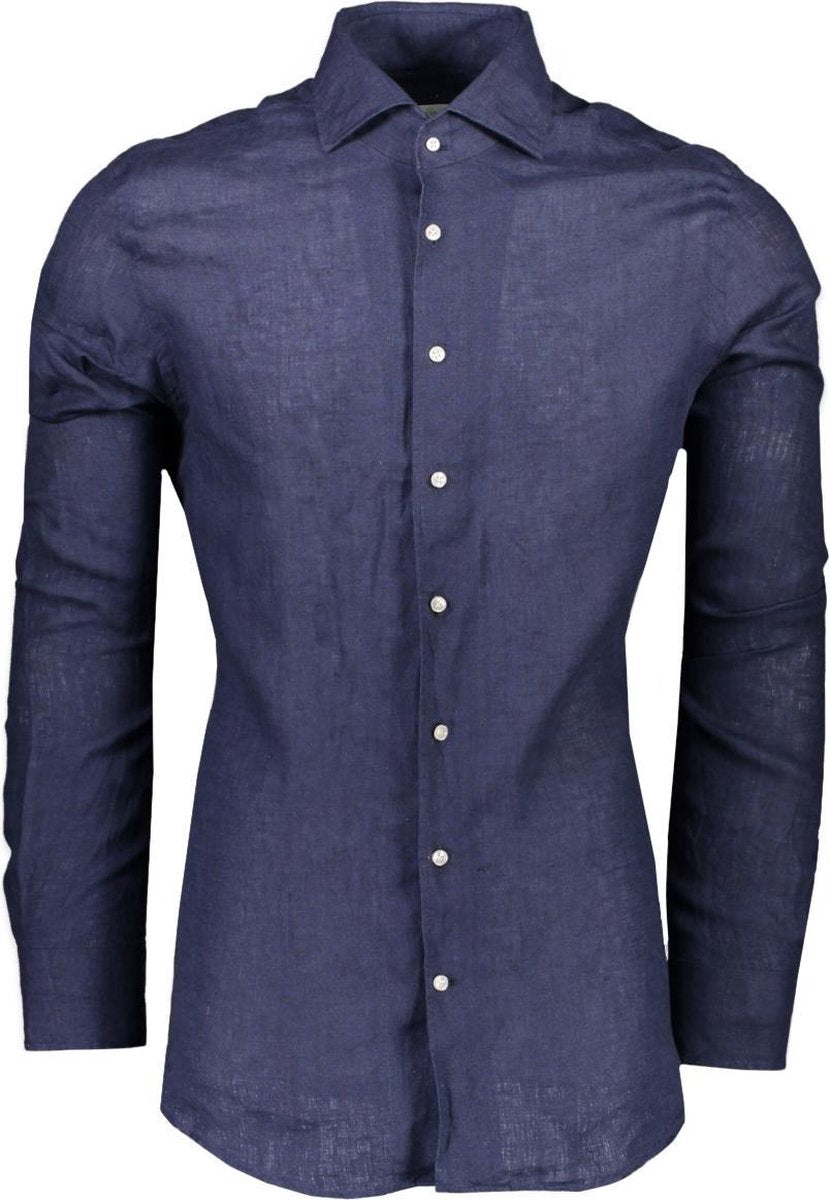 Profuomo   Overhemd Zwart  - Maat UK18-EU45 - Heren - Lente/Zomer Collectie - Linnen